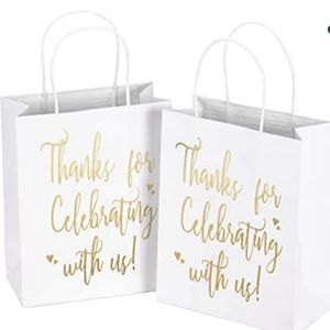 25 medium Size Gift Bags - Gold Foil"Thanks for Celebrating with us"